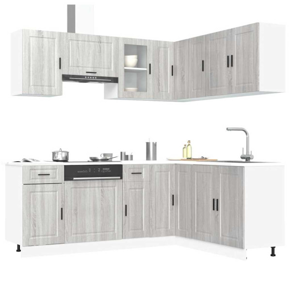 Mueble cocina Porto sonoma gris 11 pzas madera contrachapada D