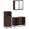 Set de muebles baño 3 pzas madera contrachapada roble marrón 2