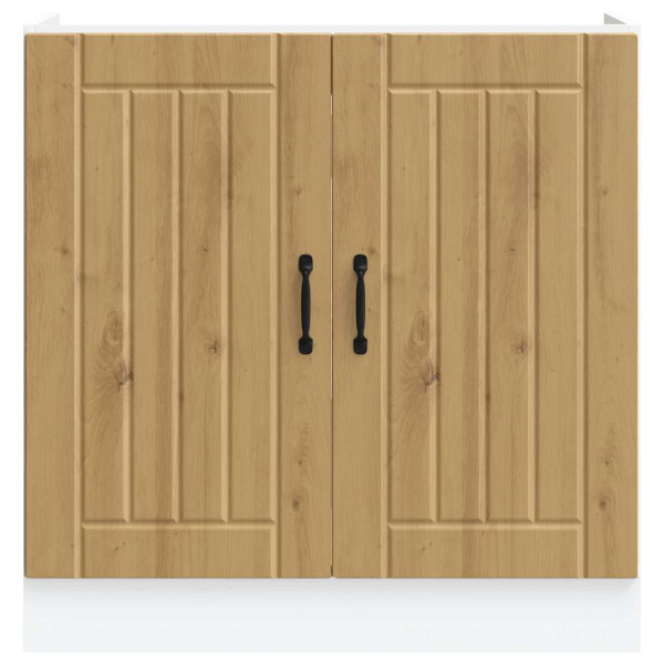 Mueble bajo para fregadero Lucca madera artesanal de roble M 4