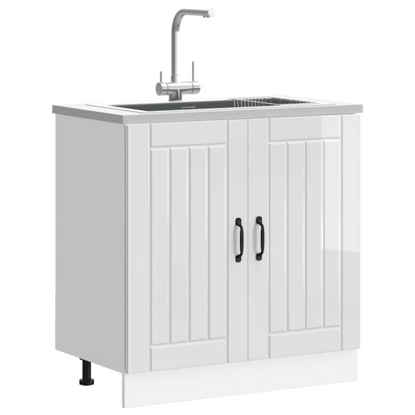 Armário baixo lavatório Lucca deriv. madeira branco brilhante M 3