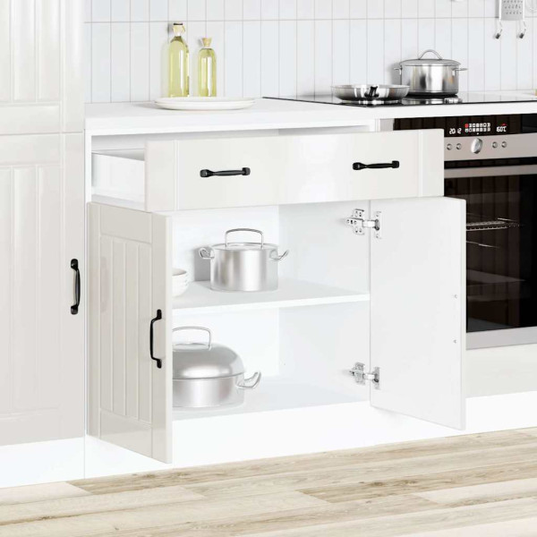 Mueble bajo de cocina Lucca blanca de alto brillo D