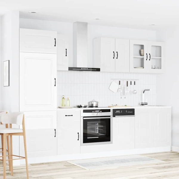 8 peças armário de cozinha conjunto Kalmar branco brilhante M 3
