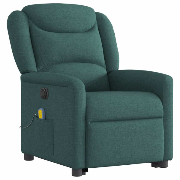 Sillón masaje eléctrico reclinable elevable tela verde oscuro M 4