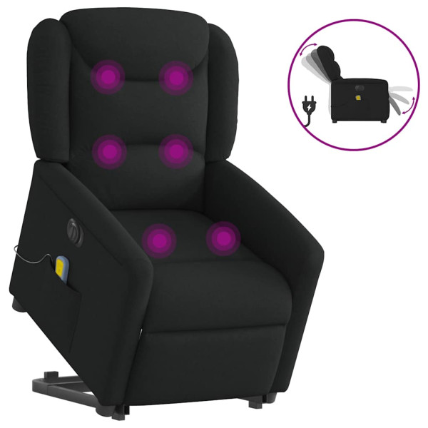 Sillón de masaje eléctrico reclinable elevable tela negro D