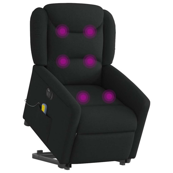 Sillón de masaje eléctrico reclinable elevable tela negro M 3