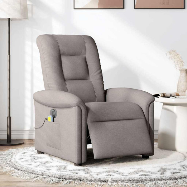 Sillón reclinable de masaje eléctrico tela gris taupe M 2