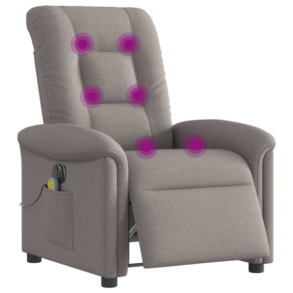 Sillón reclinable de masaje eléctrico tela gris taupe M 3