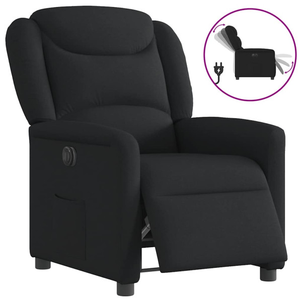 Sillón reclinable eléctrico de tela negro D