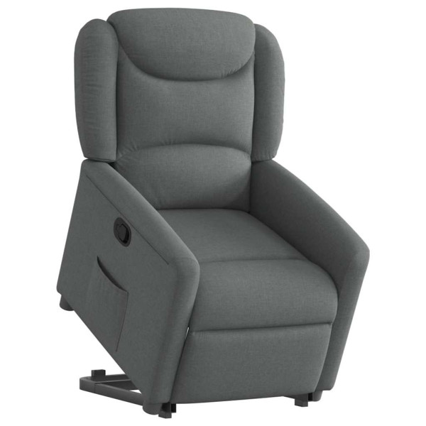 Sillón reclinable elevable de tela gris oscuro M 3