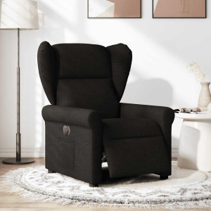 Sillón reclinable eléctrico de tela negro H