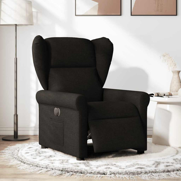 Sillón reclinable eléctrico de tela negro M 2