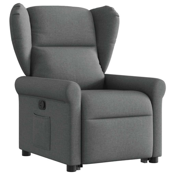 Sillón reclinable elevable de tela gris oscuro M 3