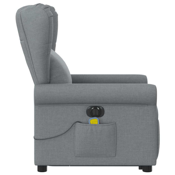 Sillón de masaje eléctrico reclinable elevable tela gris claro M 5