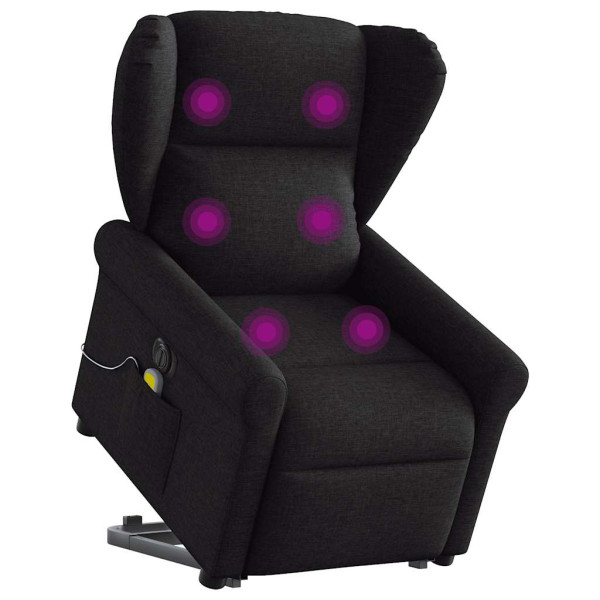 Sillón de masaje eléctrico reclinable elevable tela negro D