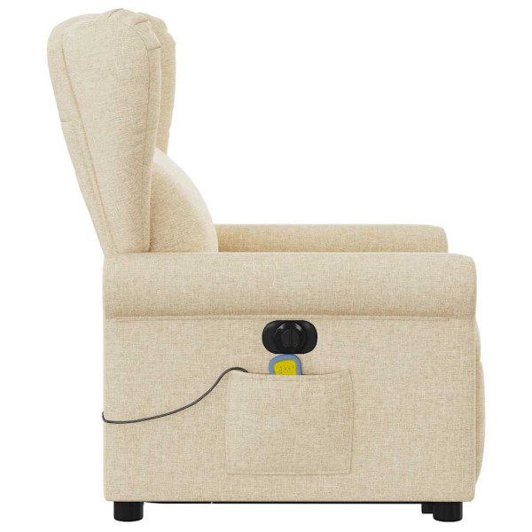 Sillón de masaje eléctrico reclinable elevable tela crema M 5
