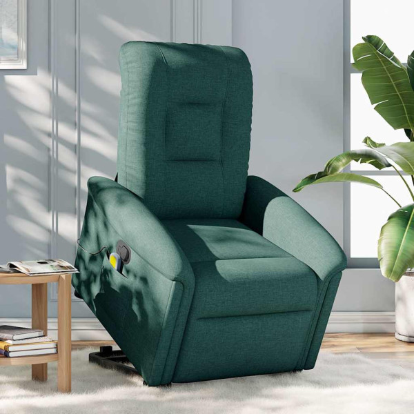 Silla de masaje reclinable de pie de tela verde oscura M 3