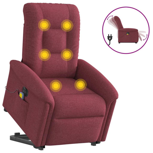 Sillón de masaje eléctrico reclinable elevable tela rojo tinto D