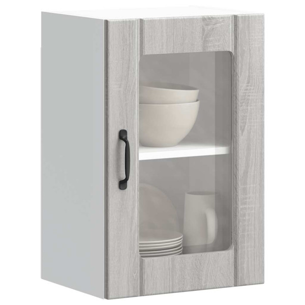 Armario de pared para cocina puerta cristal Lucca gris sonoma D