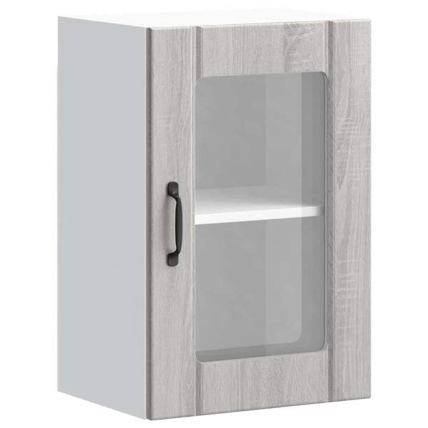 Armario de pared para cocina puerta cristal Lucca gris sonoma M 2