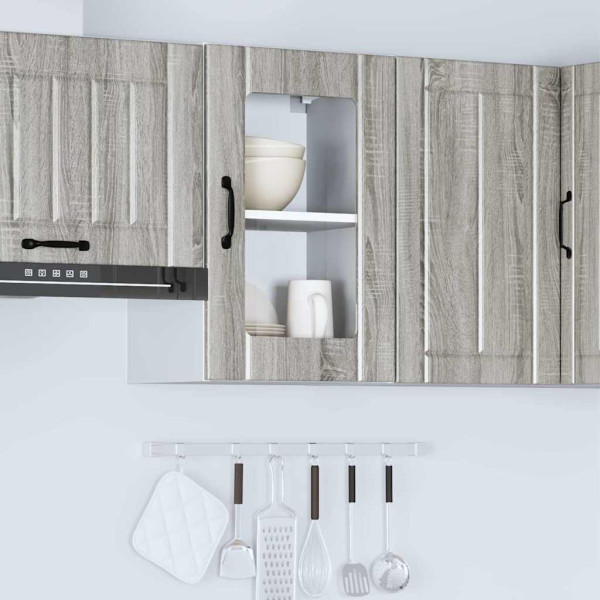 Armario de pared para cocina puerta cristal Lucca gris sonoma M 4