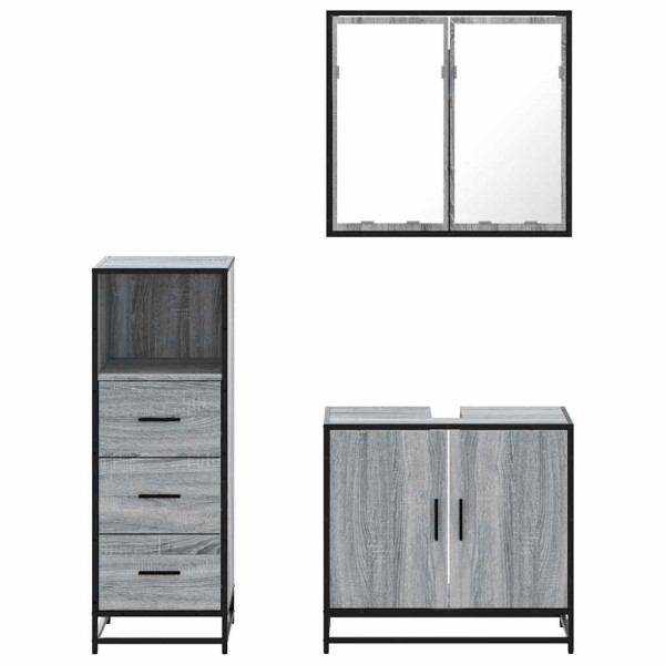 Set de muebles de baño 3 pzas madera contrachapada gris sonoma M 5