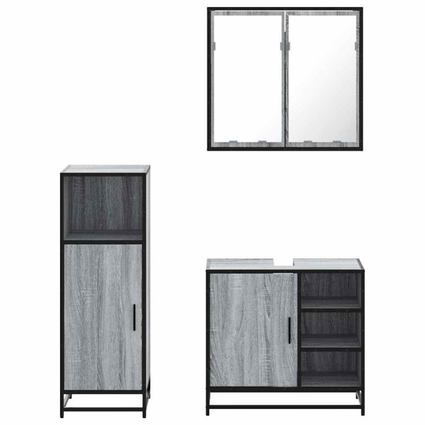 Set de muebles de baño 3 pzas madera contrachapada gris sonoma M 5