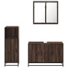 Set de muebles baño 3 pzas madera contrachapada roble marrón 5