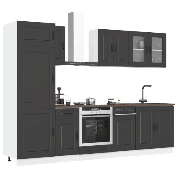 8 peças armário de cozinha conjunto Kalmar preto D