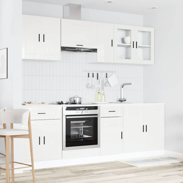 8 peças armário de cozinha conjunto Kalmar branco brilhante M 3