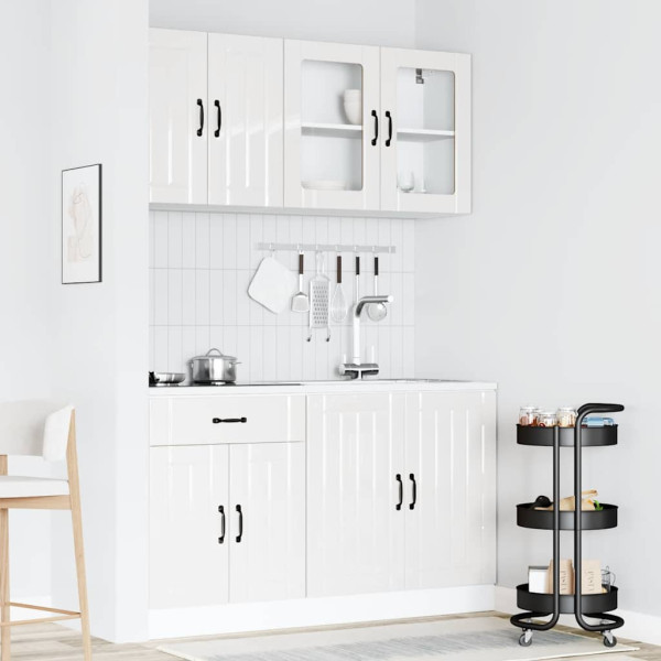 4 peças armário de cozinha conjunto Kalmar branco brilhante M 3