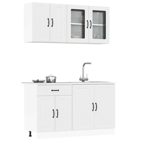 Mueble de cocina Kalmar blanco 4 piezas madera contrachapada D