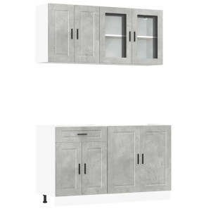 Mueble cocina Kalmar gris hormigón 4 pzas madera contrachapada H