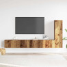 Conjunto de mueble de TV 3 piezas montado la pared madera vieja 3