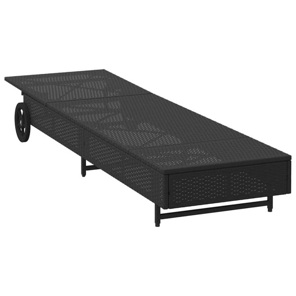 Espreguiçadeira com rodas e almofadão vime PE preto M 5