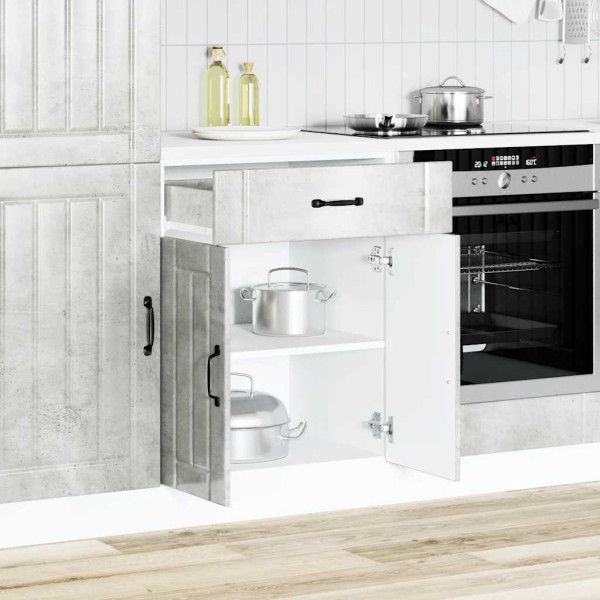 Mueble bajo de cocina Lucca madera contrachapada gris cemento M 3