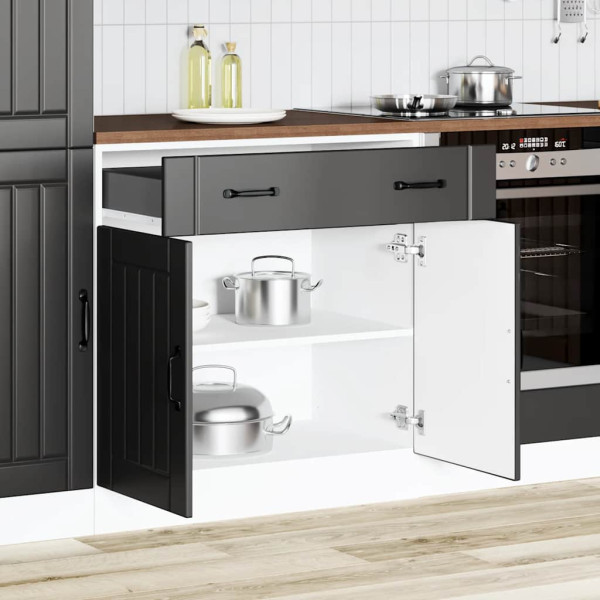 Mueble bajo de cocina Lucca madera ingeniería negra D