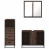 Set de muebles baño 3 pzas madera contrachapada roble marrón 5