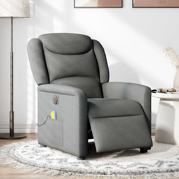 Sillón reclinable de masaje eléctrico tela gris oscuro M 2