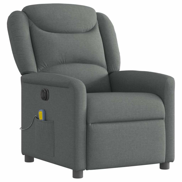 Sillón reclinable de masaje eléctrico tela gris oscuro M 4