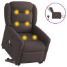 Sillón masaje eléctrico reclinable elevable tela marrón oscuro 1