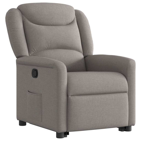 Sillón reclinable elevable tela gris taupe M 4