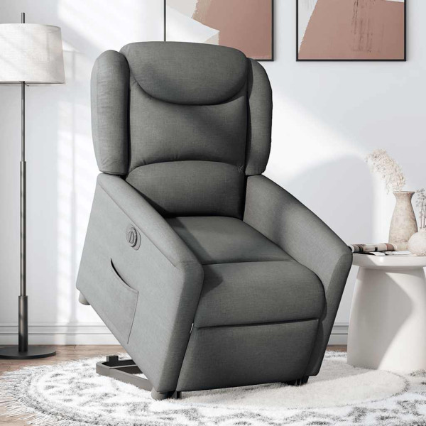 Sillón eléctrico reclinable elevable de tela gris oscuro M 2