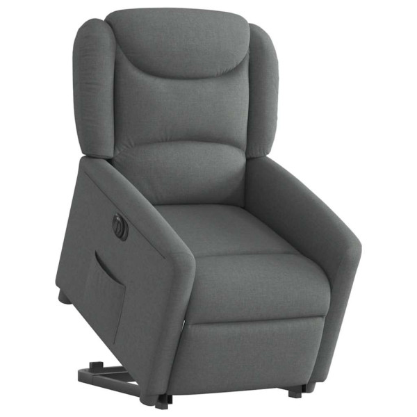 Sillón eléctrico reclinable elevable de tela gris oscuro M 3
