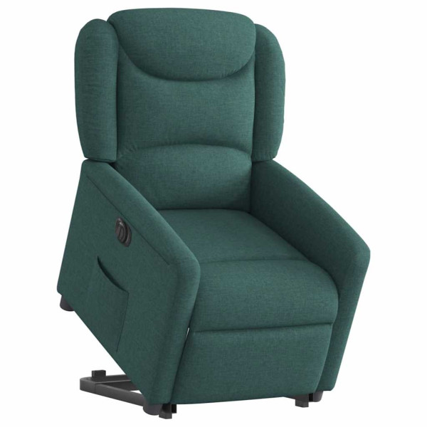 Sillón eléctrico reclinable elevable de tela verde oscuro M 3