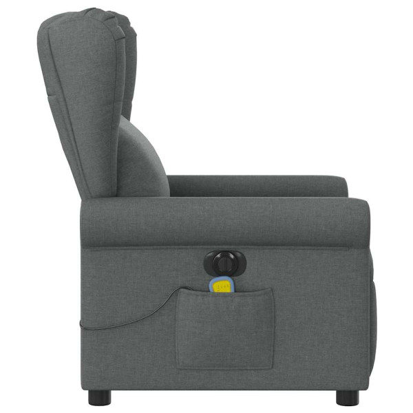Sillón reclinable de masaje eléctrico tela gris oscuro M 5