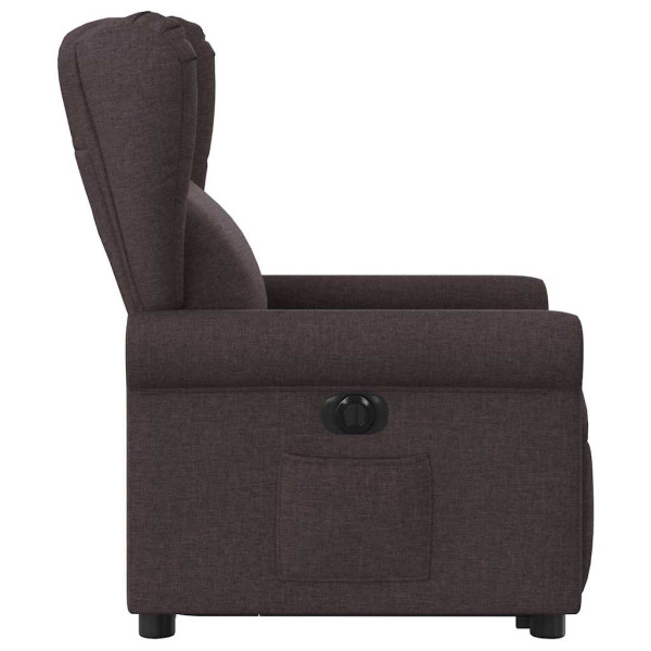 Sillón eléctrico reclinable elevable de tela marrón oscuro M 5