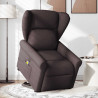 Sillón masaje eléctrico reclinable elevable tela marrón oscuro 2