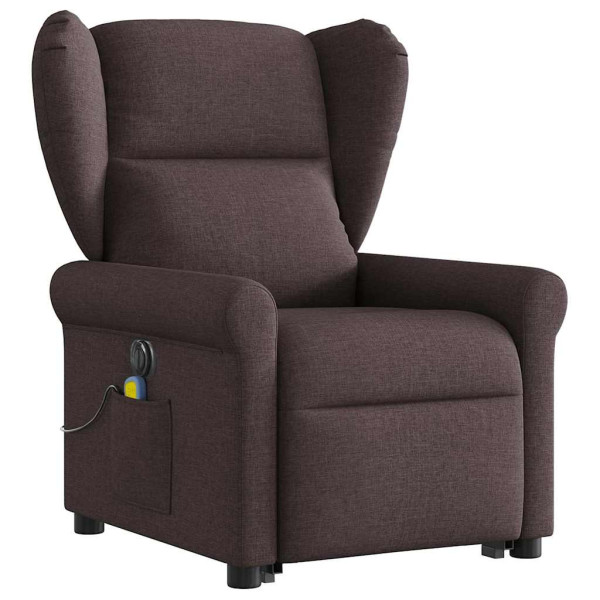 Sillón masaje eléctrico reclinable elevable tela marrón oscuro M 3