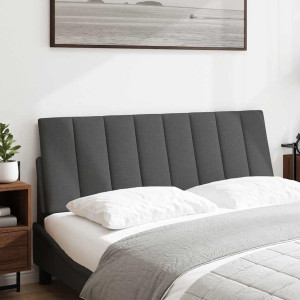 Cabecero de cama acolchado tela gris oscuro 140 cm H