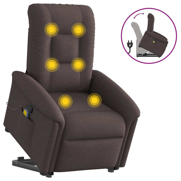 Silla de masaje reclinable de pie de tela marrón oscuro D